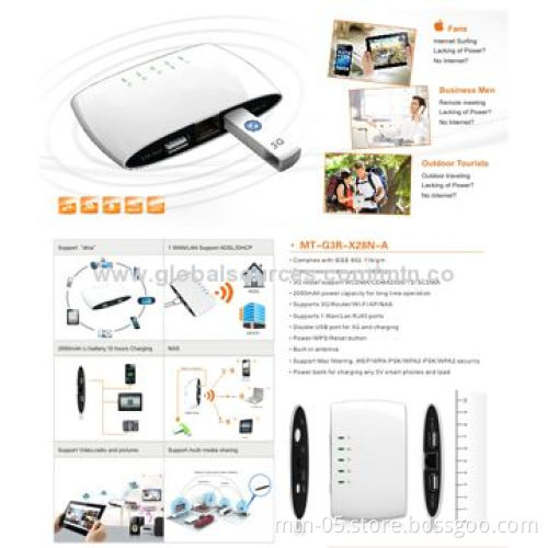 3G Router with Mobile Power Bank, AP and NAS